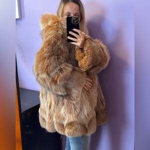 Riccio Red Fox Fur jacket swinger coat M